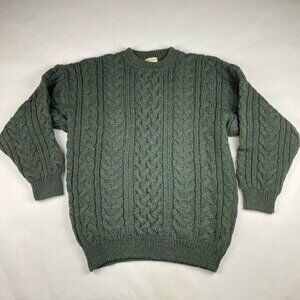 Cottage Knitwear Men’s Vintage Aran 100% Wool Sweater Green Size Large*